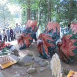 秋葉神社での奉納獅子舞